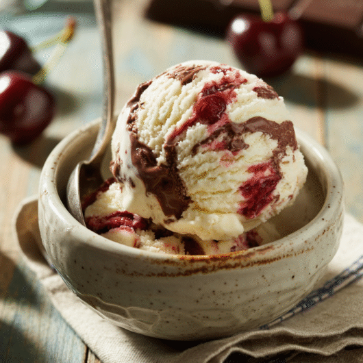 Homemade Cherry Garcia-Inspired Ice Cream