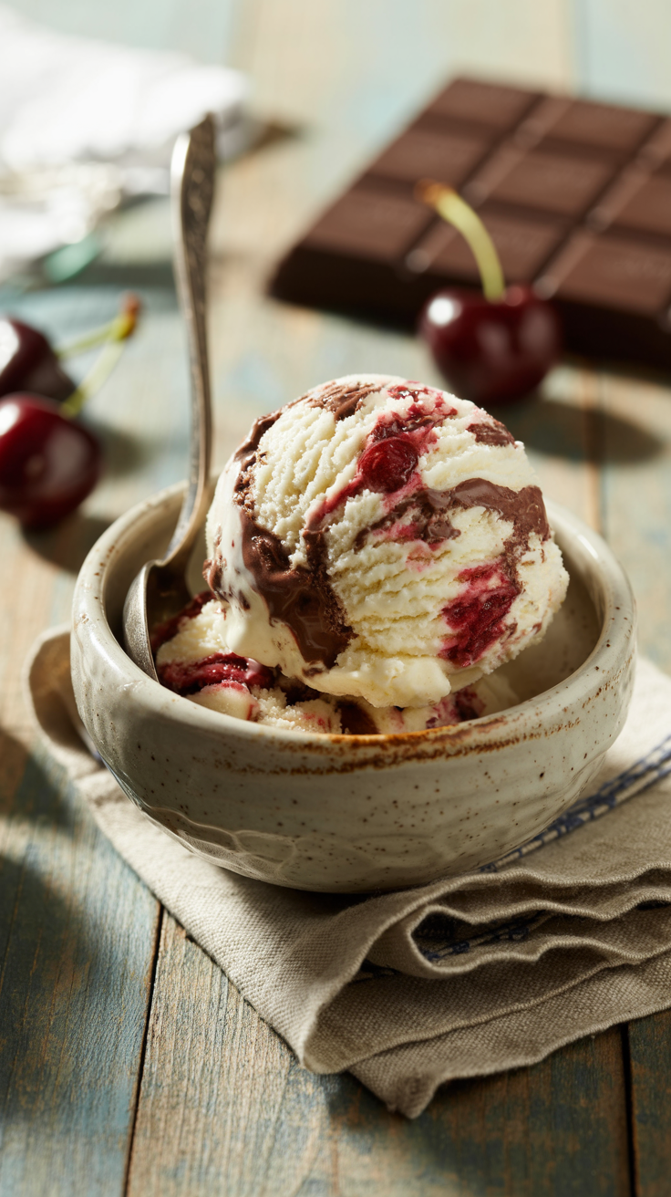 Homemade Cherry Garcia-Inspired Ice Cream