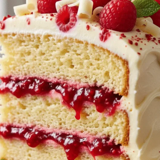Bakery-Style White Chocolate Raspberry Cake
