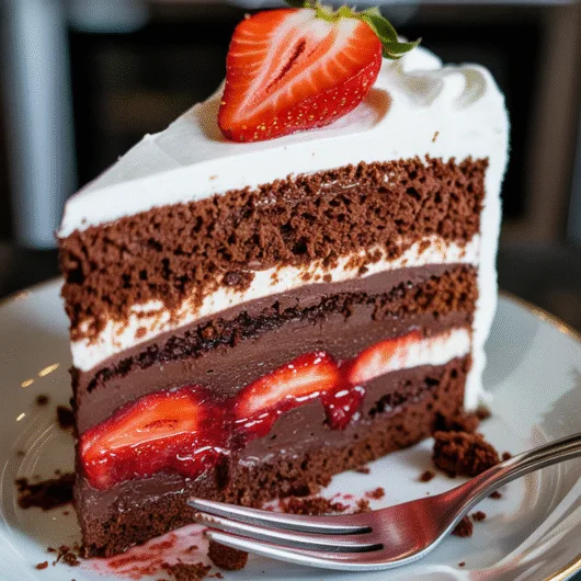 Fresh Strawberry Layered Chocolate Cake