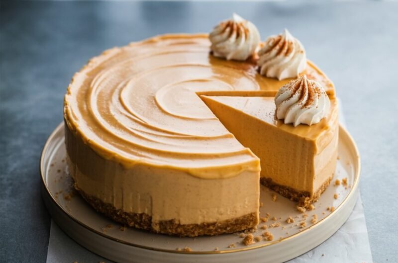 Homemade Pumpkin Cheesecake Without Eggs or Baking