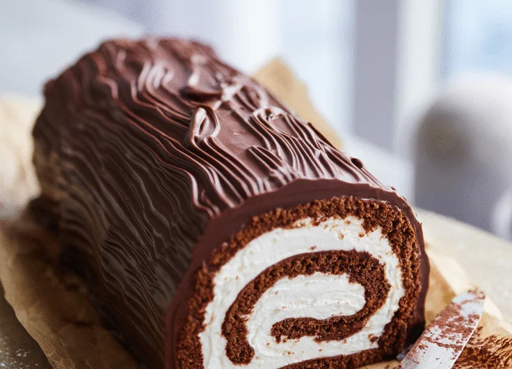 Holiday Showstopper: Glossy‑Ganache Yule Log with Clean Spiral Slice