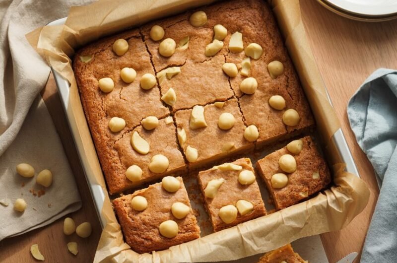 Homemade White Chocolate Macadamia Blondies