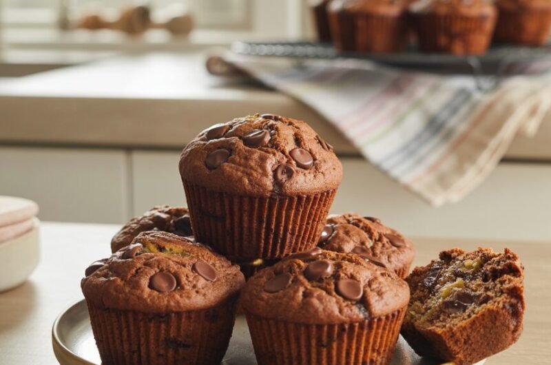 Chocolate Banana Muffins (Super Moist & Fudgy)