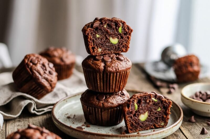 Chocolate Zucchini Muffins Recipe (Double Chocolate, Super Moist)