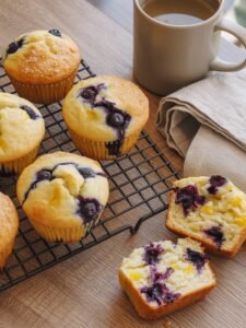 Read more about the article Soft & Moist Lemon Blueberry Muffins (Easy Home Recipe)
