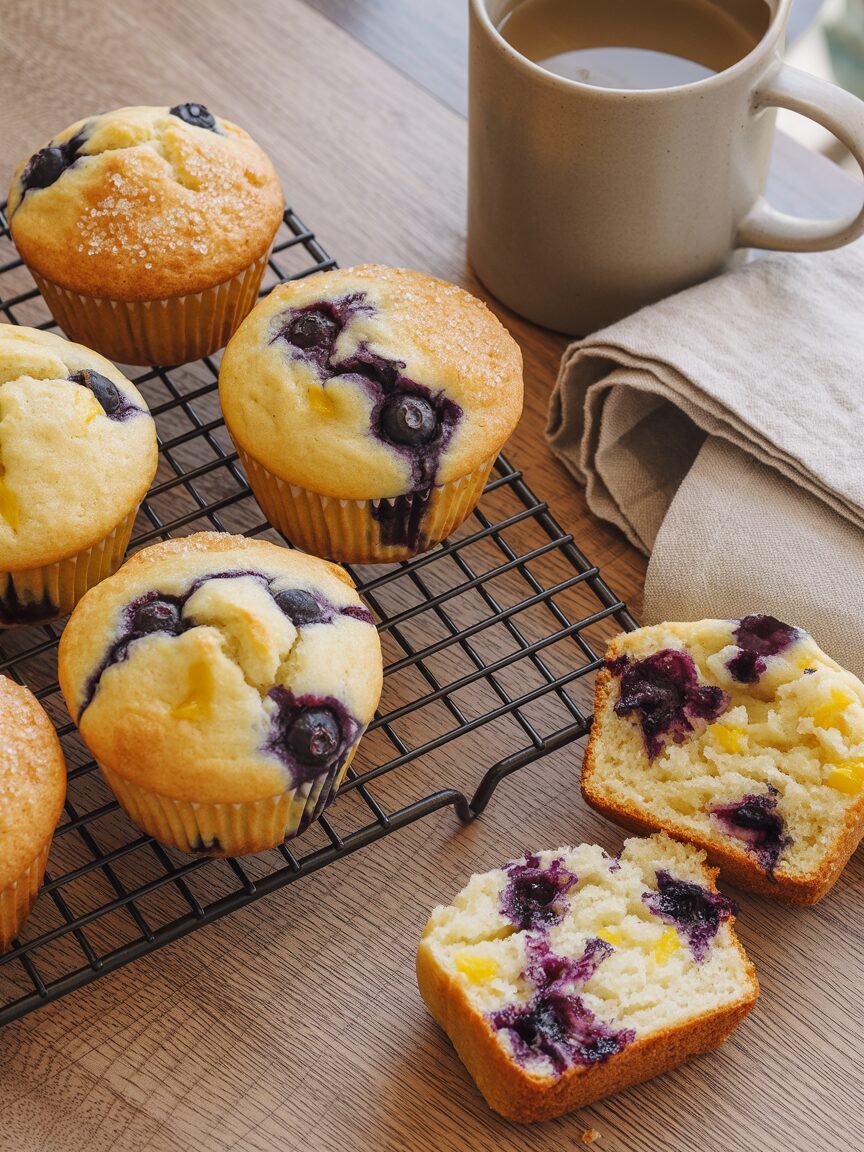 Read more about the article Soft & Moist Lemon Blueberry Muffins (Easy Home Recipe)