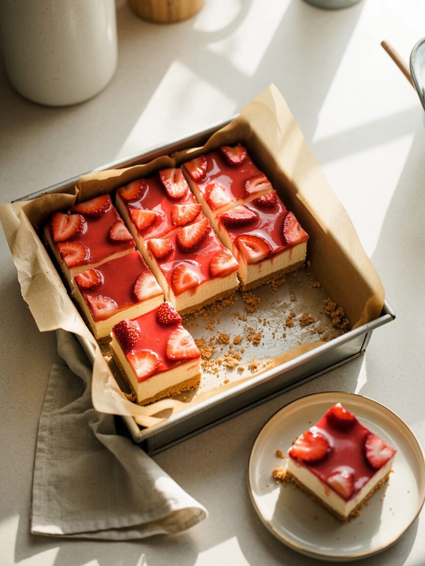Read more about the article Ultimate Strawberry Cheesecake Bars: Soft, Creamy & Vibrant