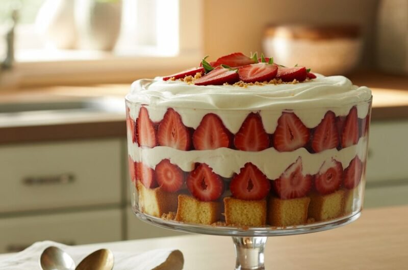 Easy Strawberry Shortcake Trifle – Fresh Strawberries, Fluffy Cake, Real Cream