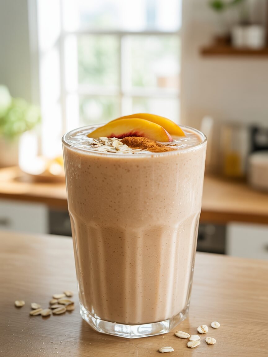Read more about the article Peach Oatmeal Breakfast Smoothie Recipe