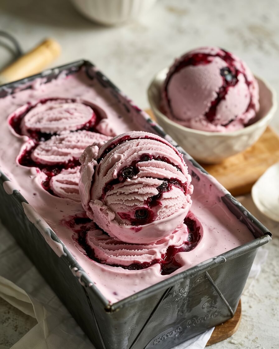 You are currently viewing No-Churn Blueberry Swirl Ice Cream Recipe