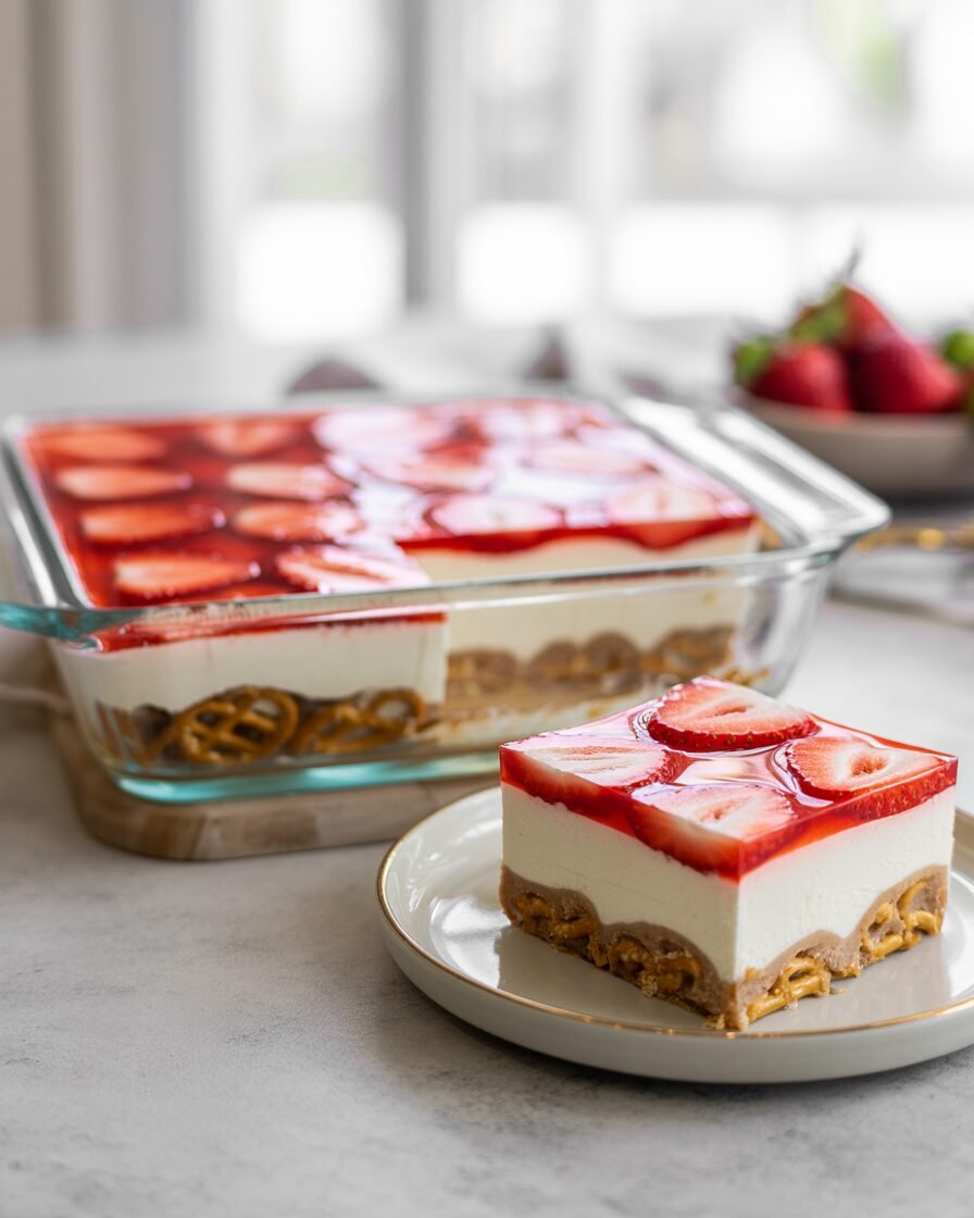 You are currently viewing Strawberry Pretzel Dessert Recipe – Sweet‑Salty, Make‑Ahead Treat
